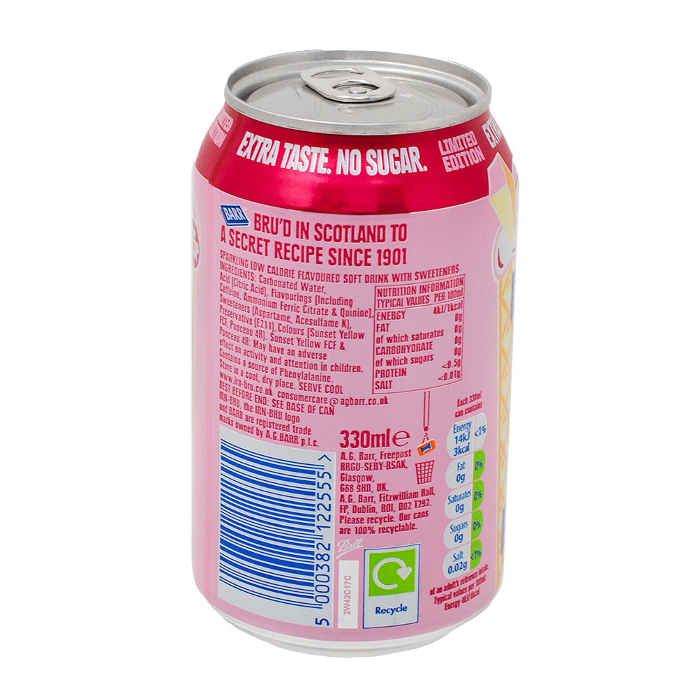 Irn Bru Xtra Raspberry Ripple (UK) - 330mL  Nutrition Facts Ingredients