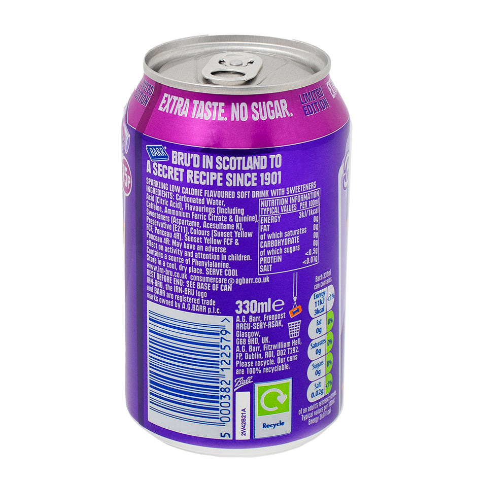 Irn Bru Xtra Wild Berry Slush (UK) - 330mL  Nutrition Facts Ingredients