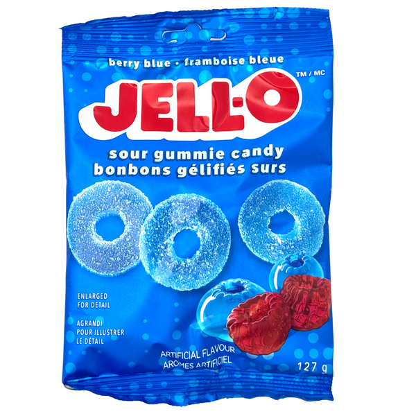 JELL-O Berry Blue Sour Rings - 127g | Candy Funhouse US