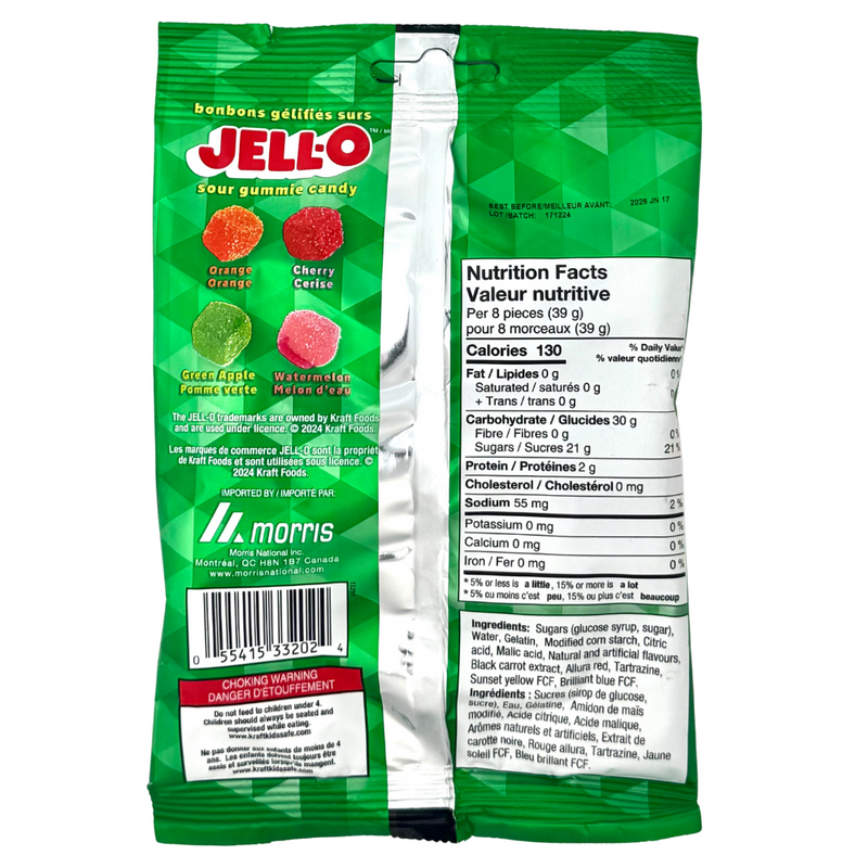 JELL-O Sour Gummie Cubes - 127g