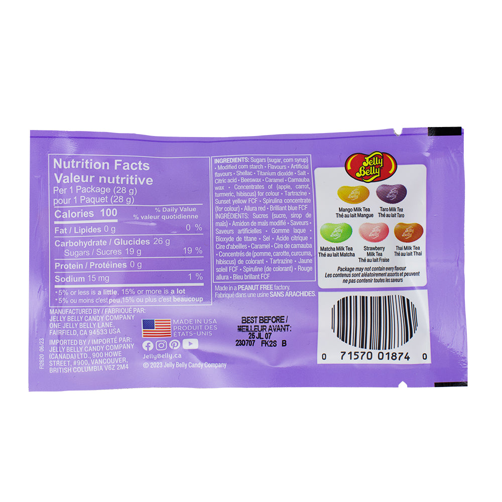 Jelly Belly Boba Milk Tea - 28g Nutrition Facts Ingredients