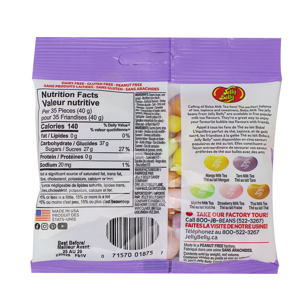 Jelly Belly Boba Milk Tea Bag - 100g Nutrition Facts Ingredients