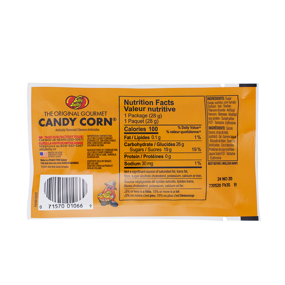 Jelly Belly Candy Corn - 28g Nutrition Facts Ingredients-Candy Corn-Jelly Belly-Jelly Beans-Old Fashioned Candy