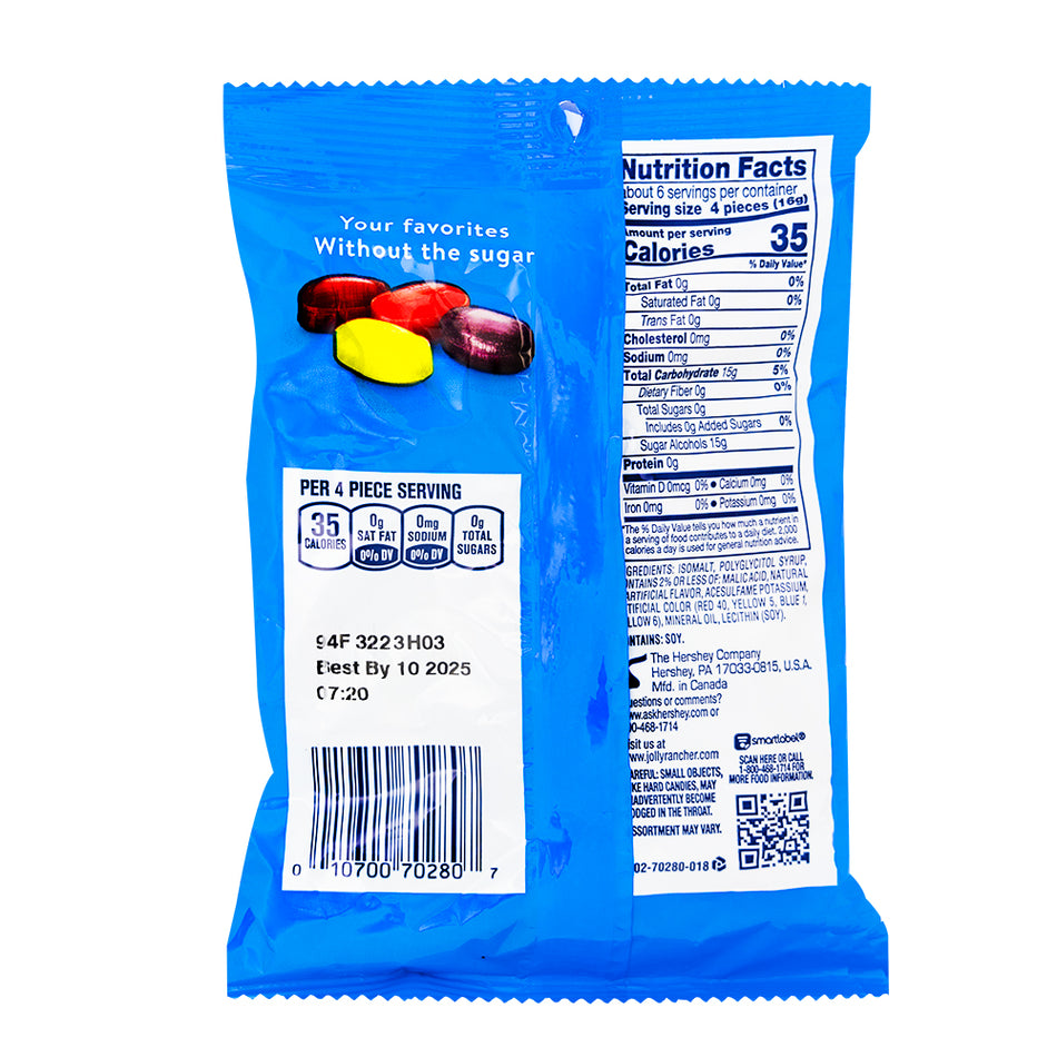 Jolly Rancher Sugar Free Hard Candy - 3.6oz  Nutrition Facts Ingredients
