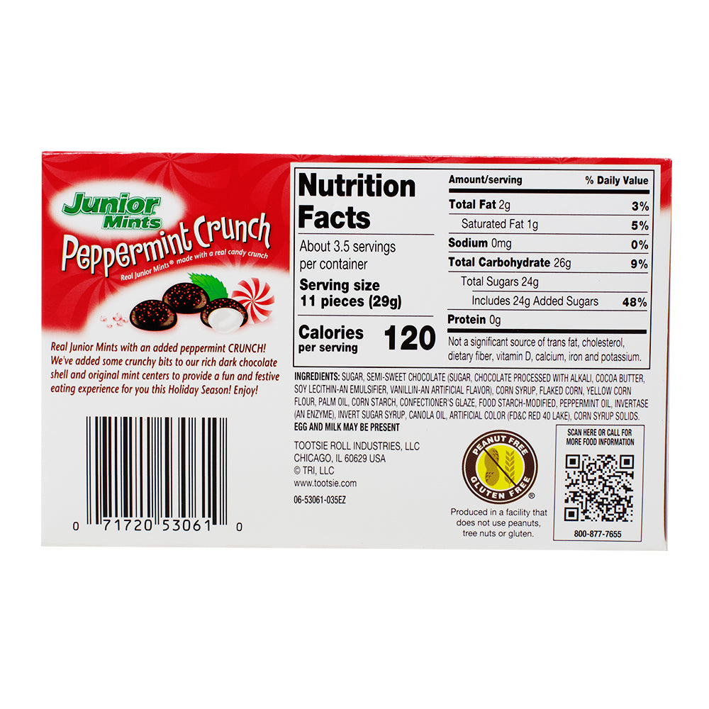 Junior Mints Peppermint Crunch Theatre Pack - 3.5oz Nutrition Facts Ingredients