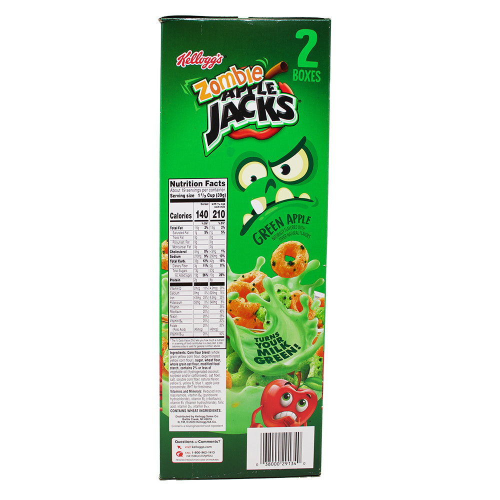 Zombie Apple Jacks Cereal 2 Pack - 26oz Nutrition Facts Ingredients