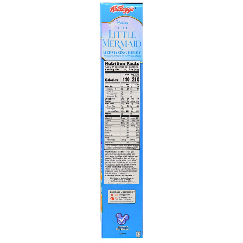 Kellogg's The Little Mermaid Mermazing Berry Cereal -12oz Nutrition Facts Ingredients