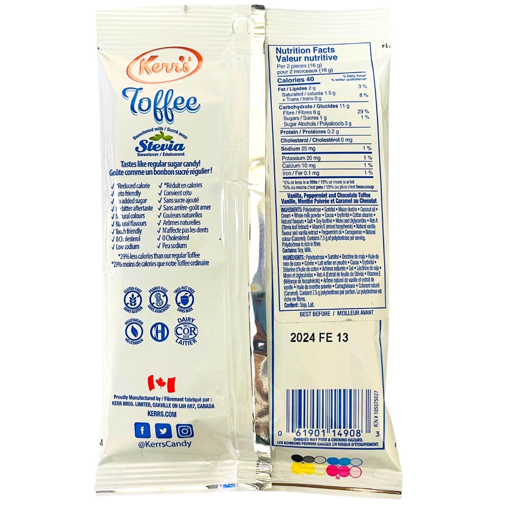 Kerr's Light Toffee No Sugar Added Candies - 90g Nutrition Facts Ingredients-Toffee-Stevia candy