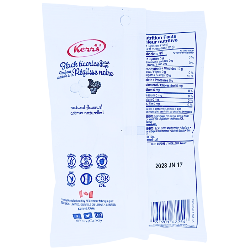 Kerr's Black Licorice Scotch Drops - 200g