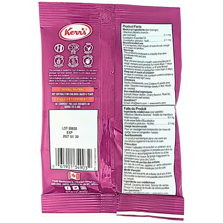 Kerr's Wild Cherry Cough Drops 20ct