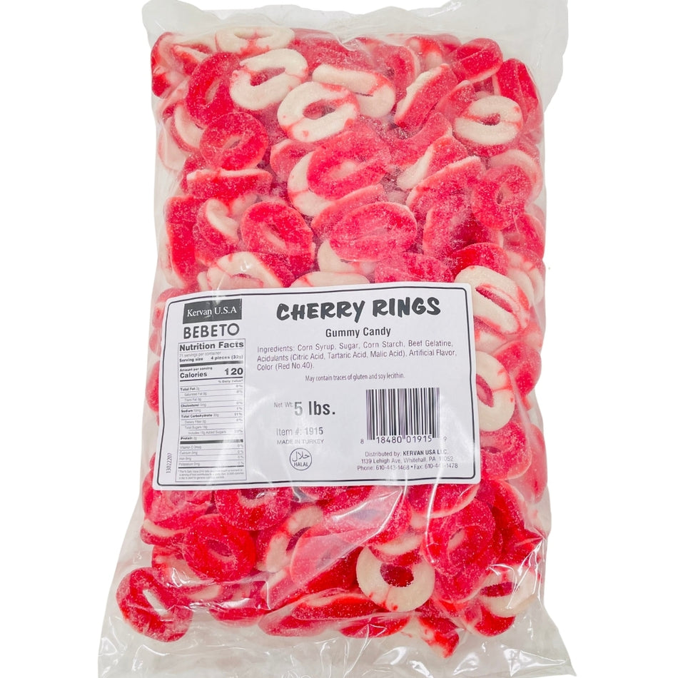 Kervan Cherry Rings Gummy Candy - 5lb Nutrition Facts Ingredients-Gummies-Cherry Candy-Red Candy-Bulk Candy