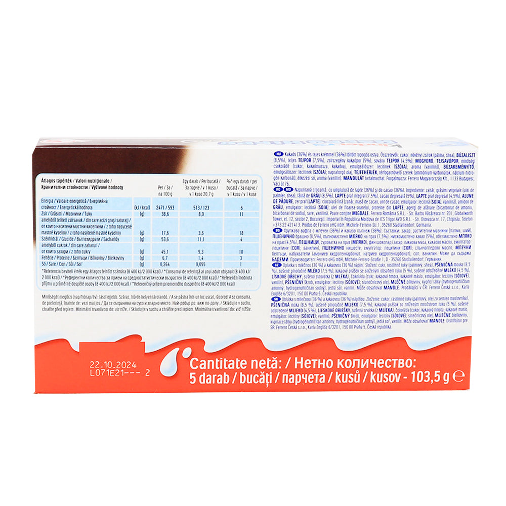 Kinder Happy Hippo Cocoa Cream Biscuits - 5 Pack 103.5g   Nutrition Facts Ingredients