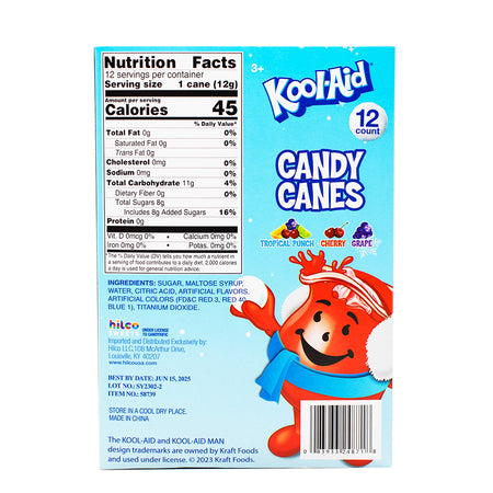 Kool-Aid Candy Canes - 5.3oz Nutrition Facts Ingredients