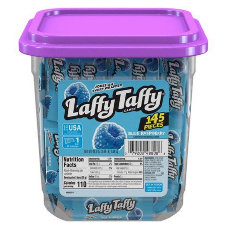 Laffy Taffy Blue Raspberry Candy - 145 Count Tub, Laffy Taffy Blue Raspberry Candy, blue raspberry flavor, chewy candy, nostalgia, laughter, snacking, berrylicious adventure, whimsical experience