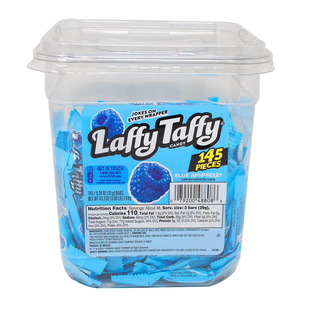 Laffy Taffy Blue Raspberry Candy - 145 Count Tub