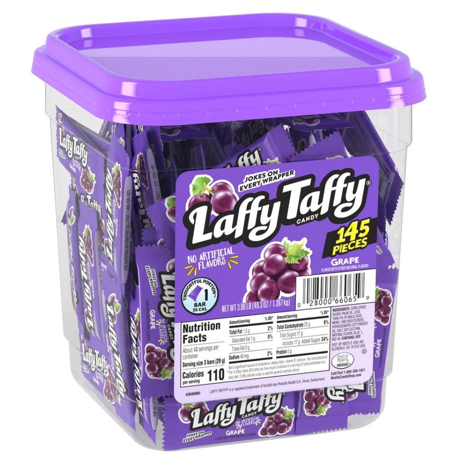 Laffy Taffy Grape Candy - 145 Count Tub, Laffy Taffy Grape Candy, grape flavor, chewy candy, grape escape, humor, snacking, grape adventure, deliciousness, joy