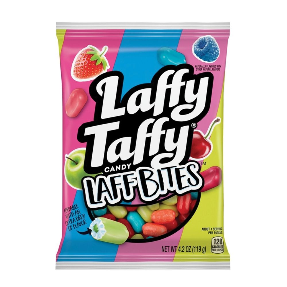 Laffy Taffy Laff Bites - 4.2oz, Laffy Taffy Laff Bites, bite-sized, fruity flavors, surprise joke, candy and comedy, snacking, giggles, laughter, fun, adventure