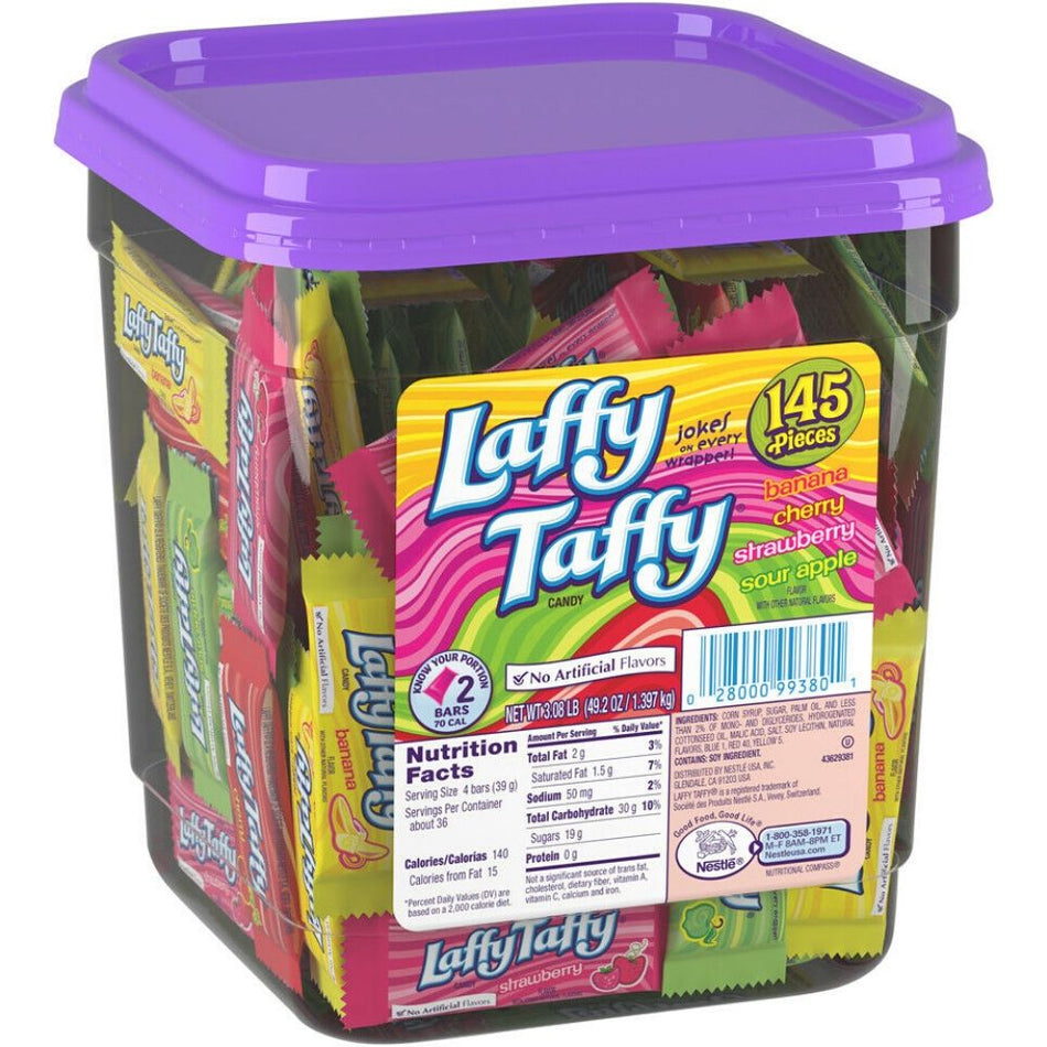 Laffy Taffy Assorted Flavours Tub - 145 CT, Laffy Taffy Assorted Flavours Tub, chewy candy, fruity bites, candy rainbow, laughter, candy carnival, flavor exploration, sweetness, joy