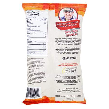 Larry The Cable Guy Tater Chips Pass The Darn Ketchup - 3.5oz Nutrition Facts Ingredients-Larry The Cable Guy-Bag Of Chips-Ketchup Chips