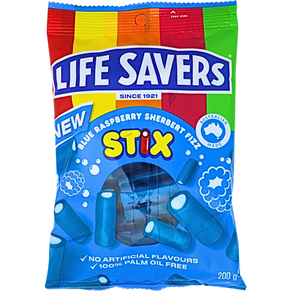 Blue Raspberry Stix Lifesavers Blue Raspberry Sherbert Fizz Stix - 200g | Candy Funhouse ...