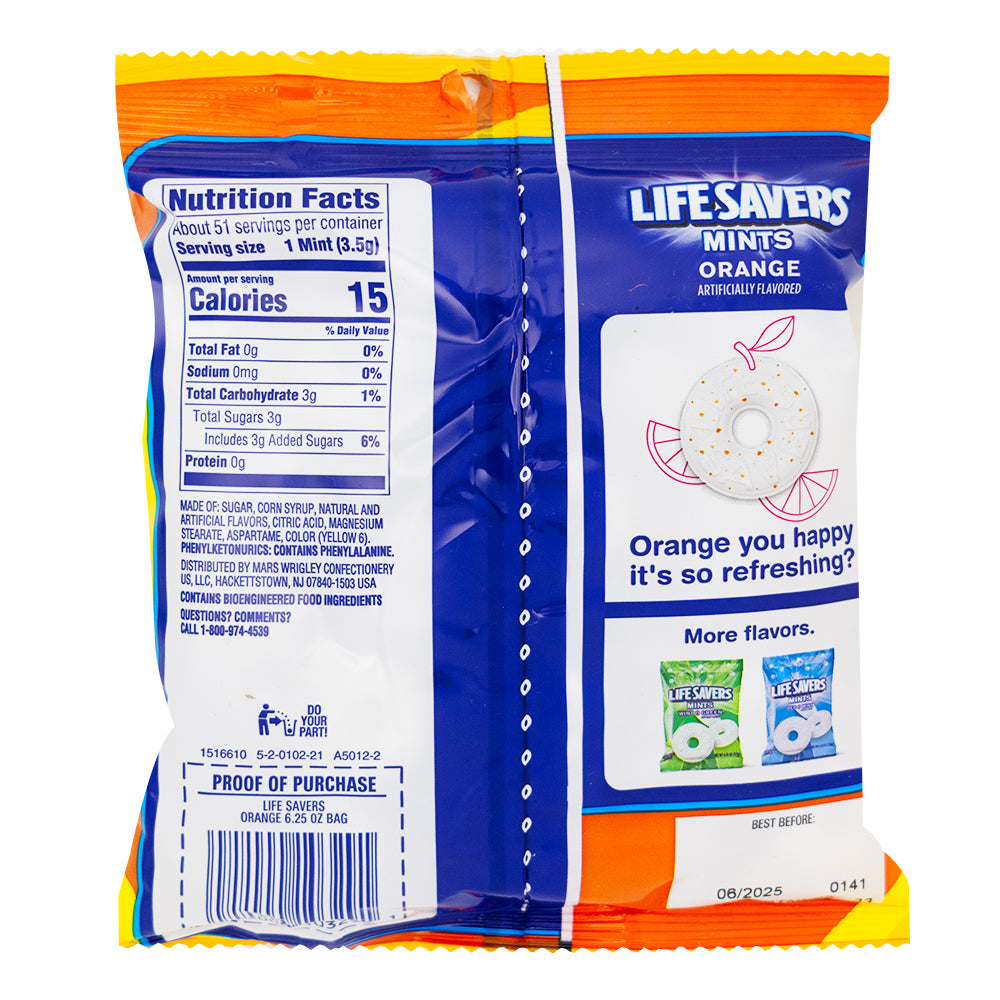 Lifesavers Orange-O-Mint - 150g  Nutrition Facts Ingredients