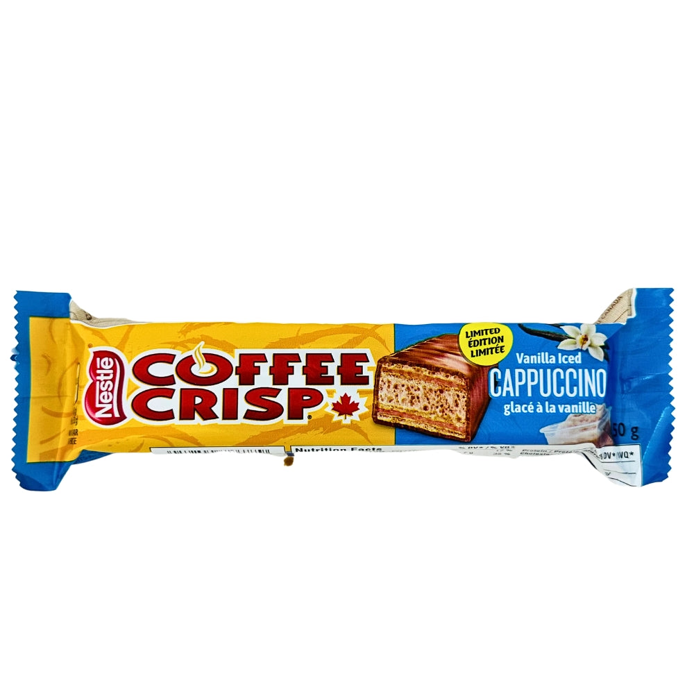 Limited Edition Coffee Crisp Vanilla Iced Cappuccino - 50g -Chocolate Bar - Canadian Candy - Chocolate Coffee