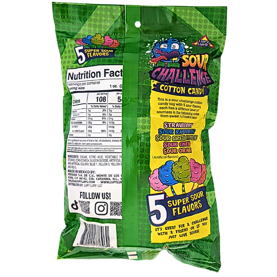 Lupy Lups Sour Challenge Cotton Candy - 5oz