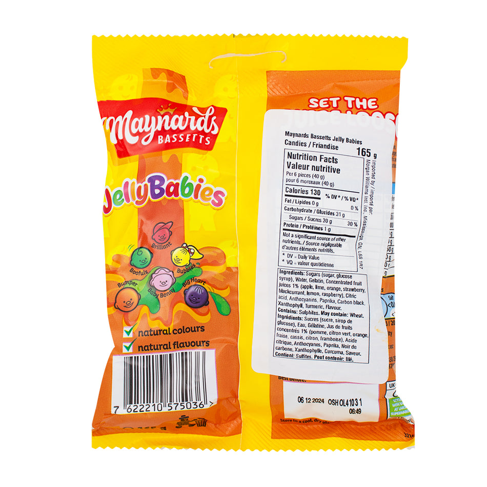 Maynards Bassetts Jelly Babies (UK) - 165g  Nutrition Facts Ingredients