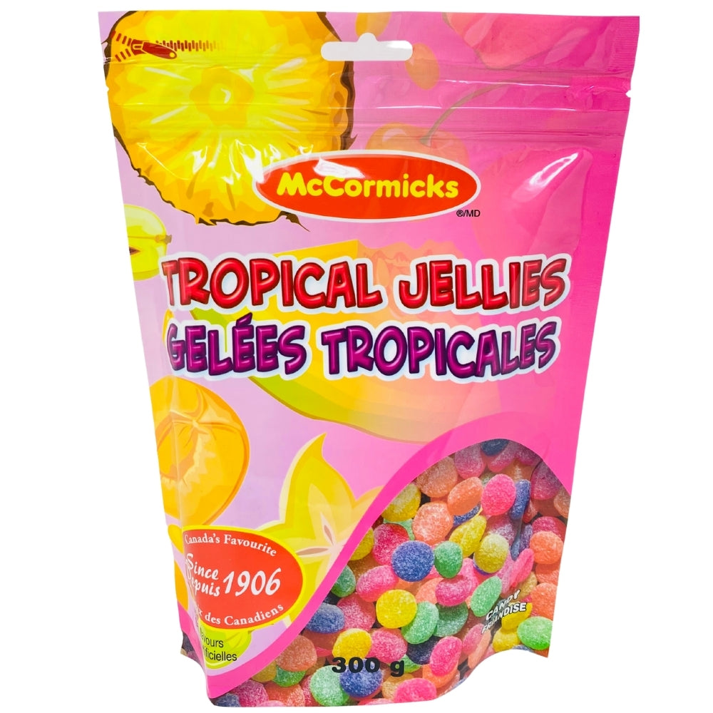 McCormick's Tropical Jellies Peg Bag - 300g , tropical candy, colorful candy, jelly candy, gummy, gummies, jellies, canadian candy