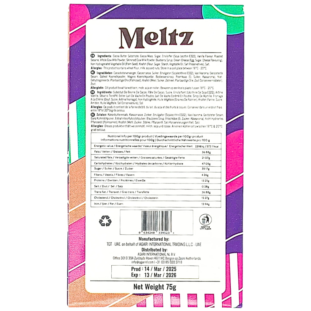 Meltz Dubai Chocolate Blueberry Cheesecake Knafeh  - 75g