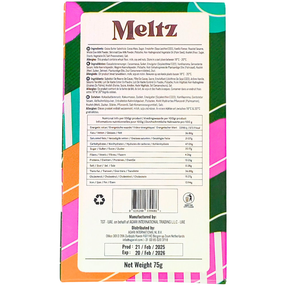 Meltz Dubai Chocolate Pistachio Knafeh - 75g