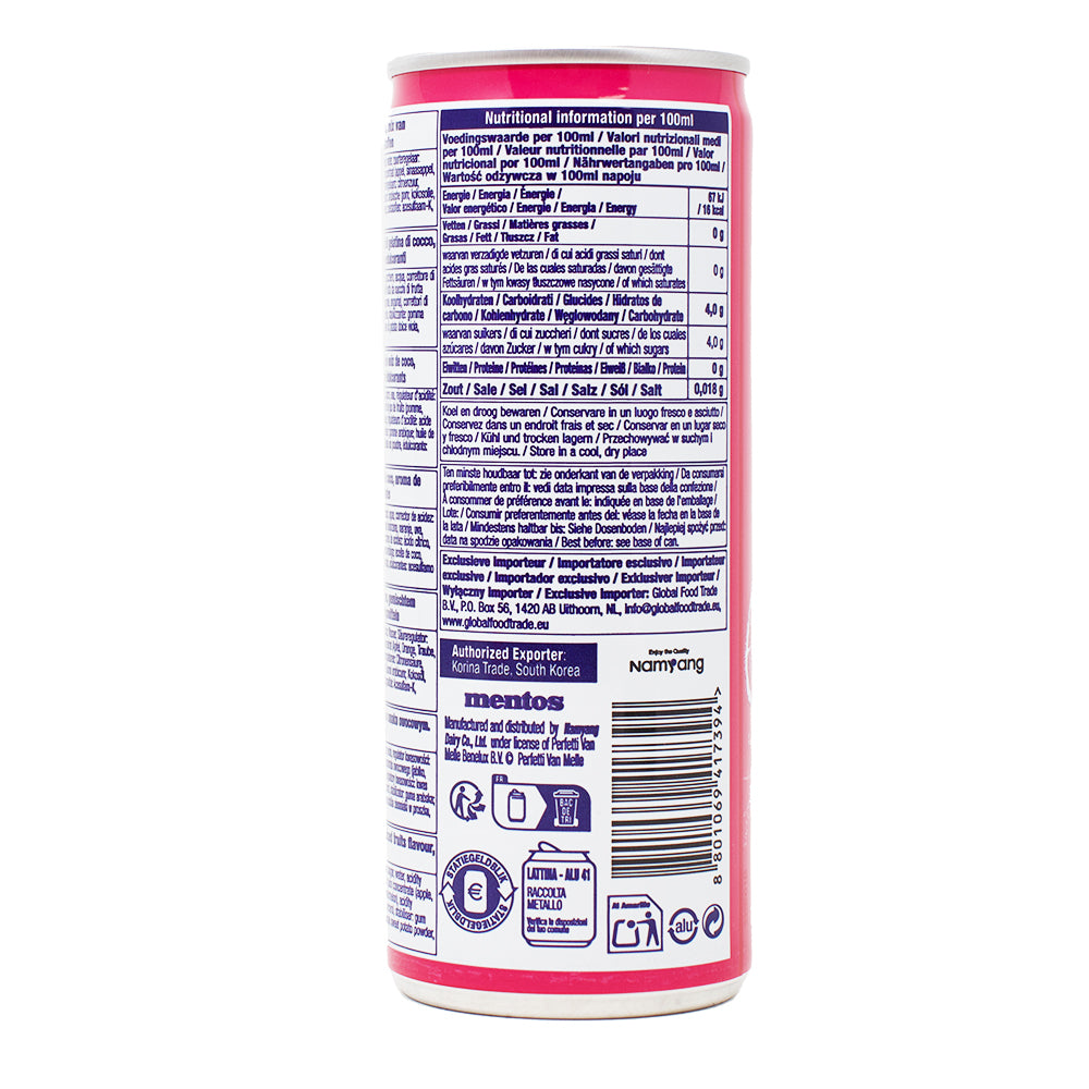 Mentos Fruity Mix Drink - 250mL  Nutrition Facts Ingredients-Mentos-Fruit Candy