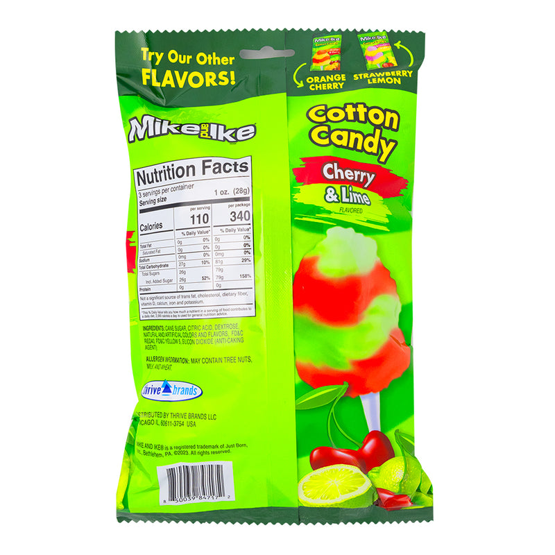 Mike and Ike Cotton Candy - 3oz  Nutrition Facts Ingredients