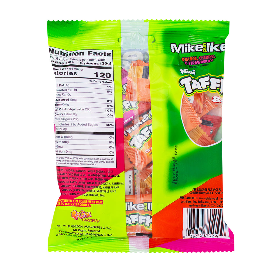 Mike and Ike Mini Taffy Bars - 3.8oz  Nutrition Facts Ingredients