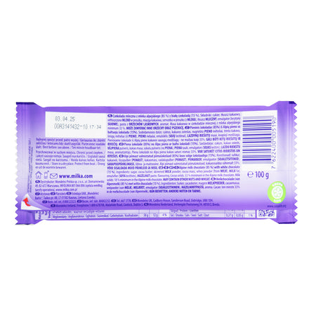 Milka Happy Cow Chocolate Bar - 100g  Nutrition Facts Ingredients
