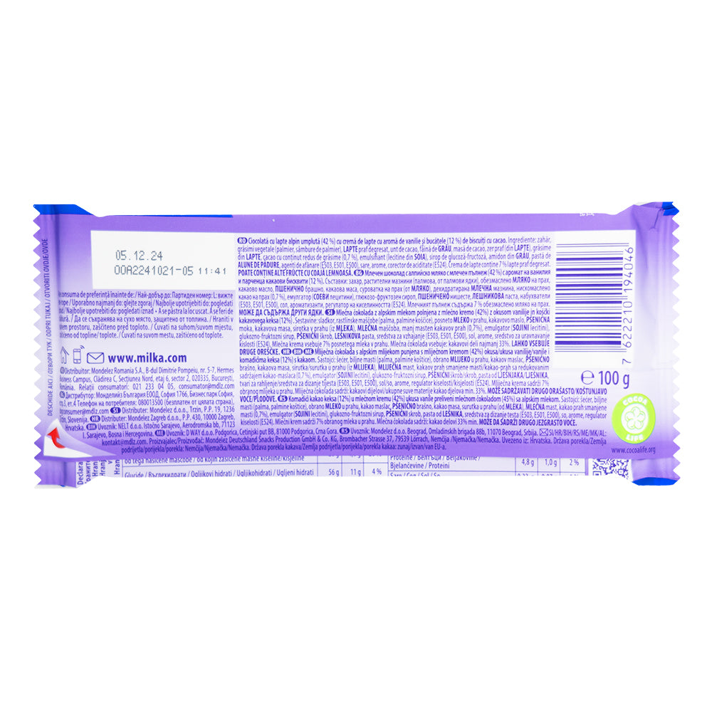 Milka Oreo Chocolate Bars  Nutrition Facts Ingredients
