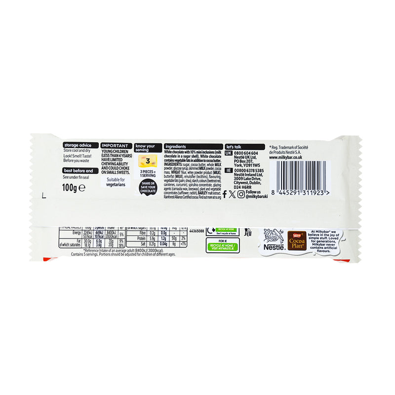Milkybar Fairy Lights Block - 100g  Nutrition Facts Ingredients
