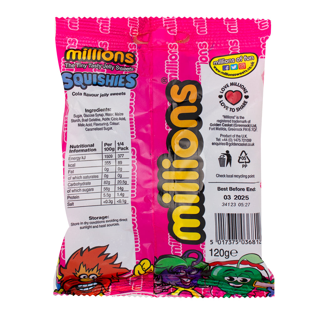 Millions Squishies Cola Flavour (UK) -  Nutrition Facts Ingredients120g 