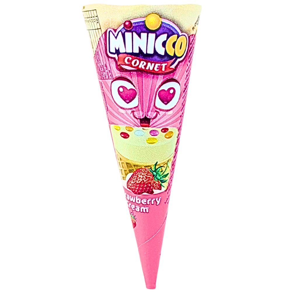 Minicco Cornet Strawberry Cream (Turkey) - 25g | Candy Funhouse US