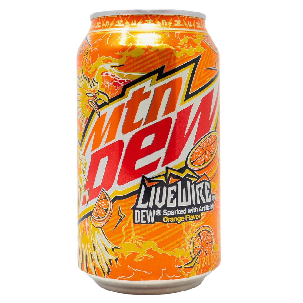 Mountain Dew Livewire ORange - 355mL-Mountain Dew Flavors-Orange Soda-Old Fashioned Candy