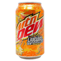 Mountain Dew Livewire ORange - 355mL-Mountain Dew Flavors-Orange Soda-Old Fashioned Candy