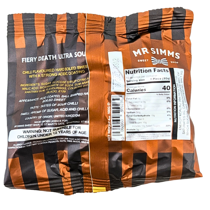 Mr Simms Fiery Death Ultra Sour (UK) - 100g