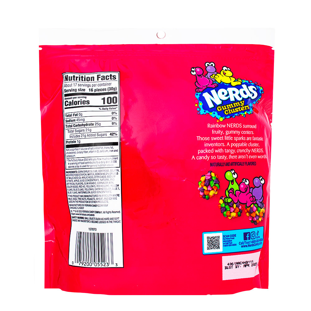 Nerds Gummy Clusters - Rainbow Family Size - 18.5oz   Nutrition Facts Ingredients