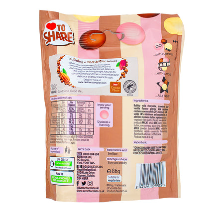 Aero Melts Neapolitan Ice Cream Chocolate (UK) - 86g  Nutrition Facts Ingredients