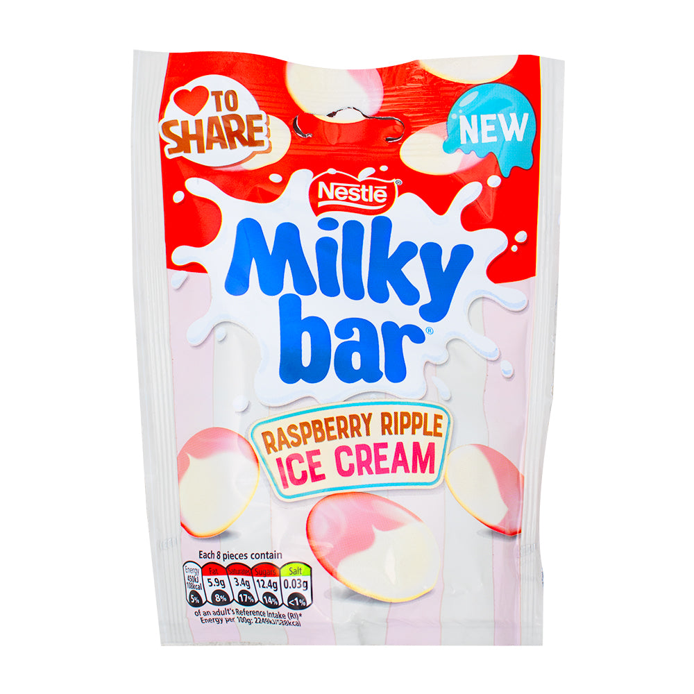 Milkybar Raspberry Ripple Ice Cream flavour White Chocolate Buttons (UK) - 86g