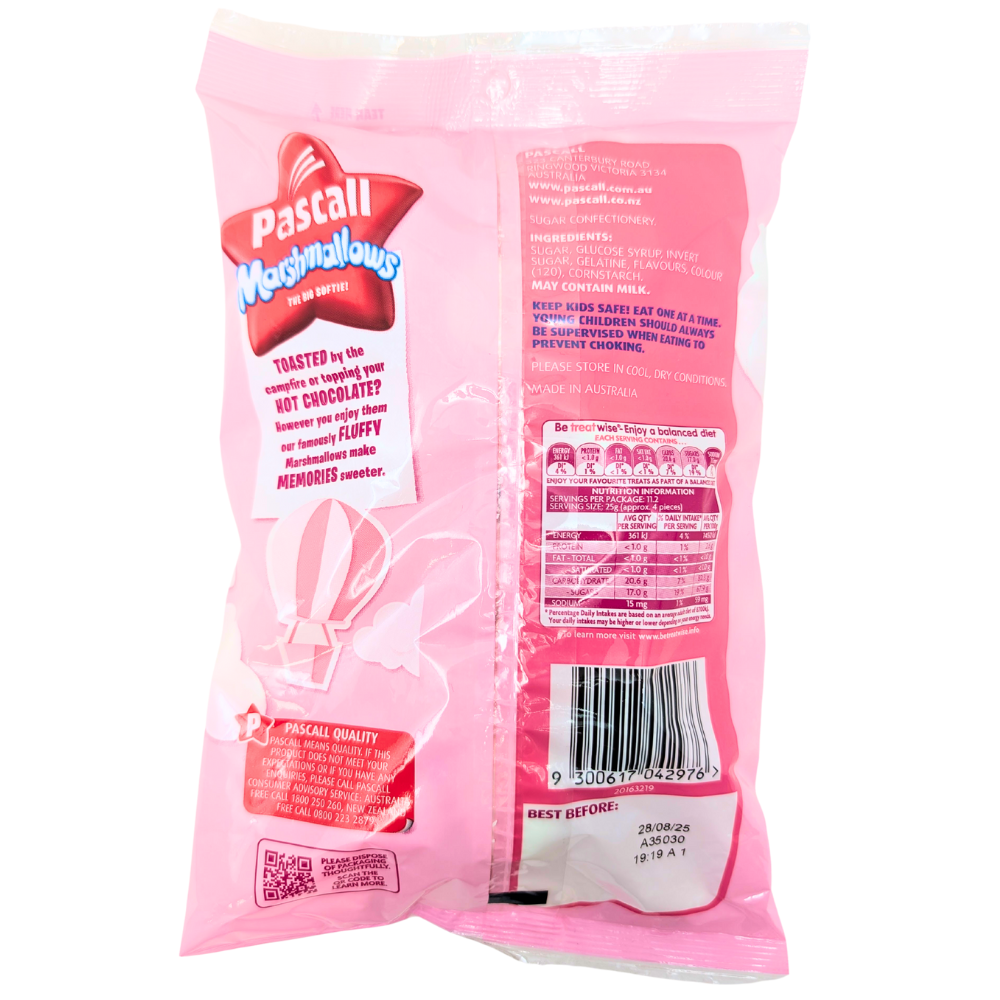 Pascall Marshmallows Vanilla And Raspberry (Australia) - 280g