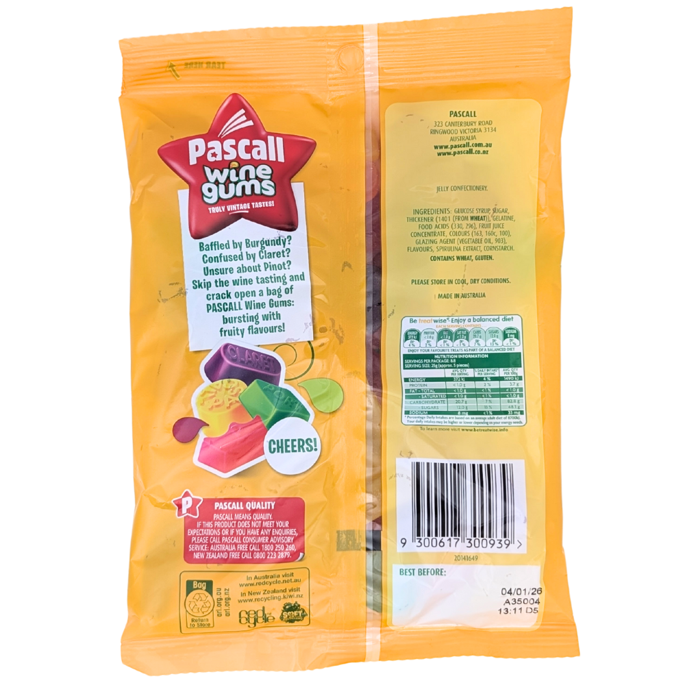 Pascall Wine Gums (Australia) - 220g