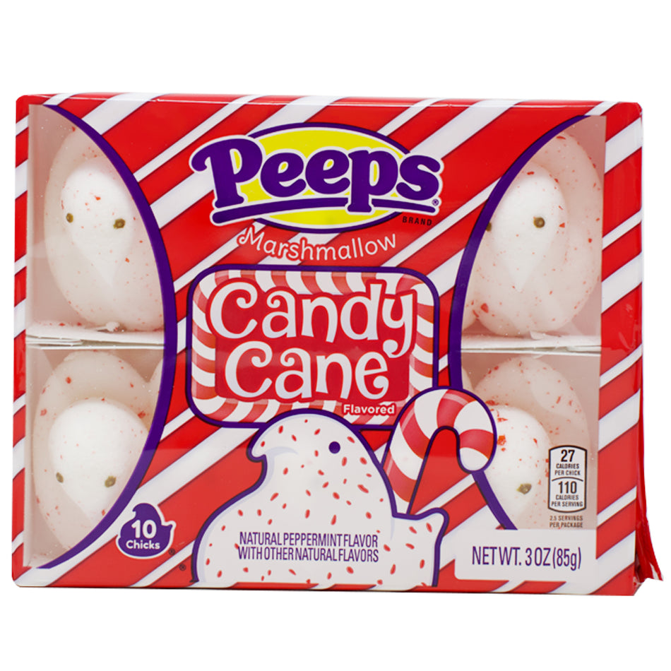 Peeps Candy Cane Marhsmallow Chicks - 3oz - Candy Cane Marshmallow Chicks - Holiday Peeps Treats - Festive Marshmallow Candy - Christmas Sweet Delights - Peppermint Marshmallows - Christmas Candy Fun  - Christmas Candy - Christmas Treats - Peeps Candy - Peeps - Peeps Marshmallows