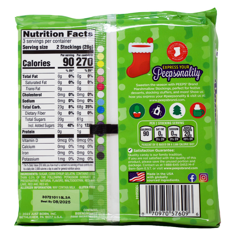 Peeps Christmas Stockings Marshmallows - 3oz Nutrition Facts Ingredients - Christmas Marshmallow Treats - Festive Peeps Stockings - Holiday Sweet Decorations - Stocking Stuffer Marshmallows - Christmas Dessert Delights - Christmas Candy Fun - Christmas Candy - Christmas Treats - Peeps Candy - Peeps - Peeps Marshmallows
