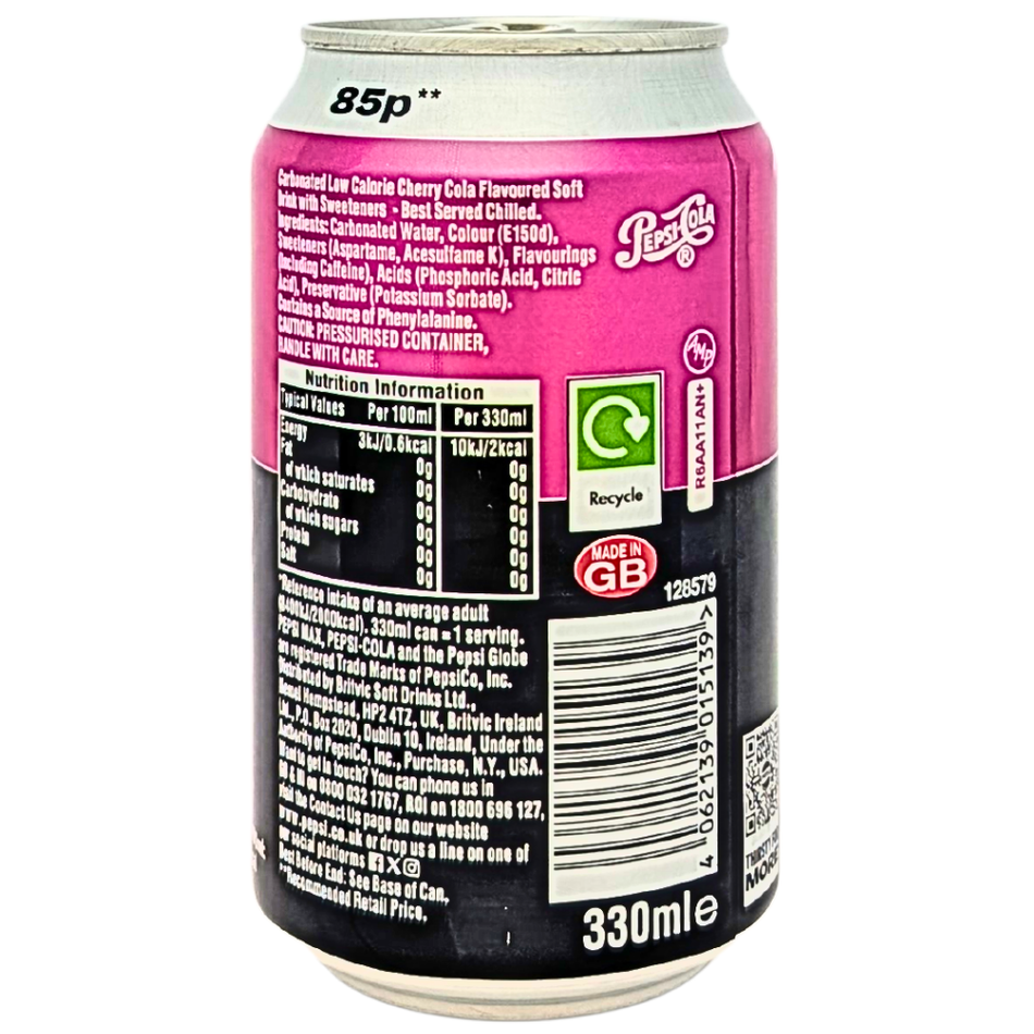 Pepsi MAX Cherry (UK) - 330mL